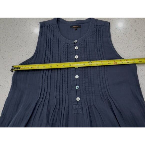 Quince Organic Cotton Gauze Swing Dress Indigo Blue Size Medium Minimalist - Picture 4 of 6